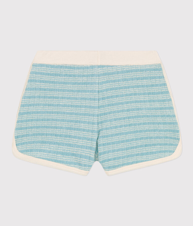 Girl's Striped Terry Shorts green/ecru