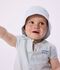 Babies' seersucker sun hat with ties blue/white