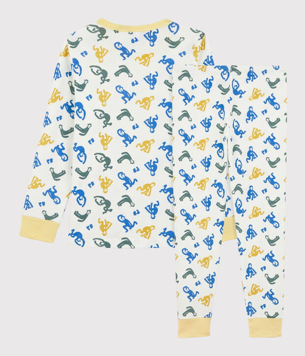 Boys' Glow-In-The-Dark Monkey Themed Cotton Pyjamas white/multicolor