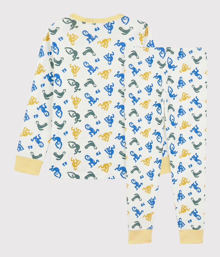 Boys' Glow-In-The-Dark Monkey Themed Cotton Pyjamas white/multicolor