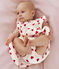 Babies' cotton baby dress with bloomers, printed with hearts Ecru/red