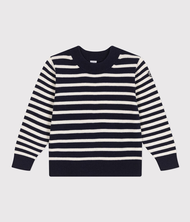 Children's Striped Wool and Cotton Pullover blue/white