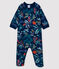 Babies' Zip-Up Tube Knit Sleepsuit MEDIEVAL blue/MULTICO white