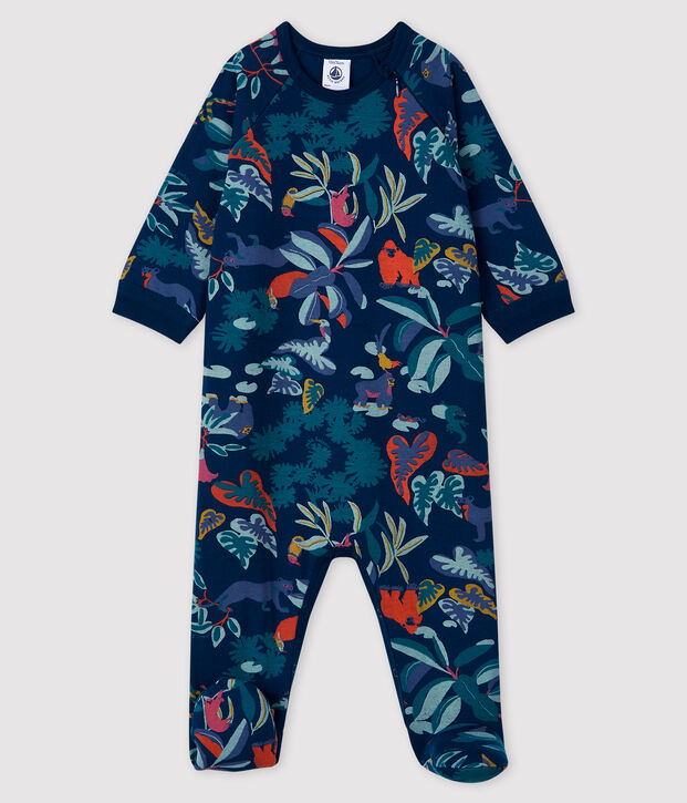 Babies' Zip-Up Tube Knit Sleepsuit blue/multicolor