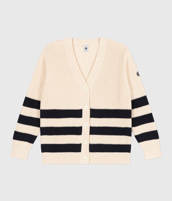 Women's stripy cotton cardigan AVALANCHE white/SMOKING blue