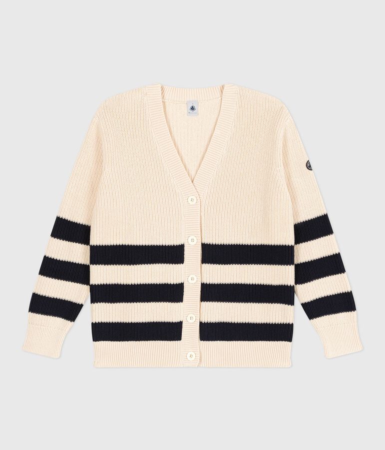 Women's stripy cotton cardigan AVALANCHE white/SMOKING blue
