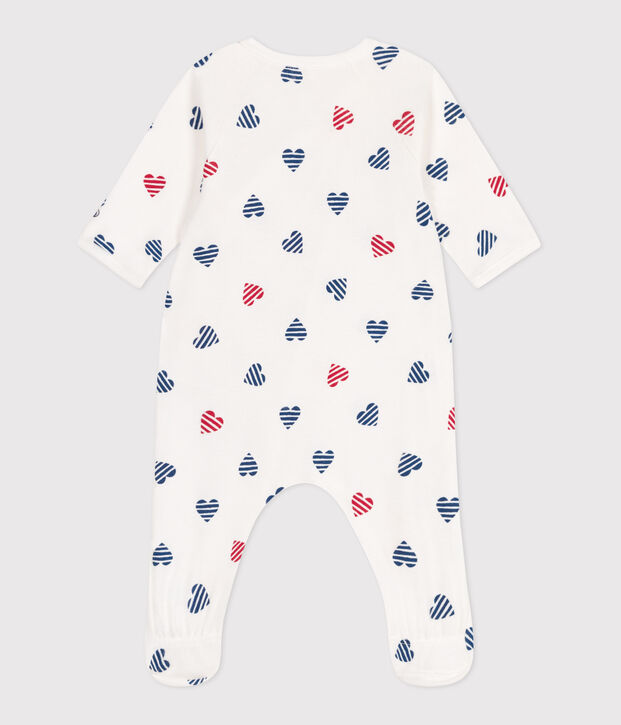 Babies' stripy heart-patterned cotton pyjamas white/multicolor