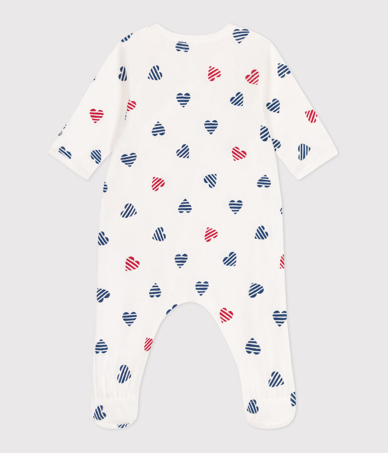 Babies' stripy heart-patterned cotton pyjamas white/multicolor