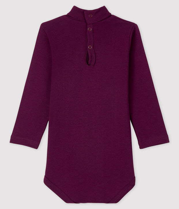 Baby's long-sleeved roll-neck bodysuit purple