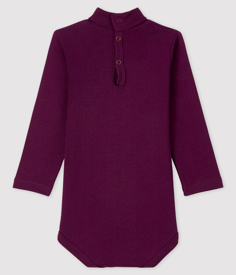 Baby's long-sleeved roll-neck bodysuit purple