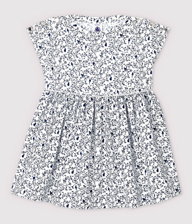 Baby Girls' Short-Sleeved Poplin Dress white/multicolor