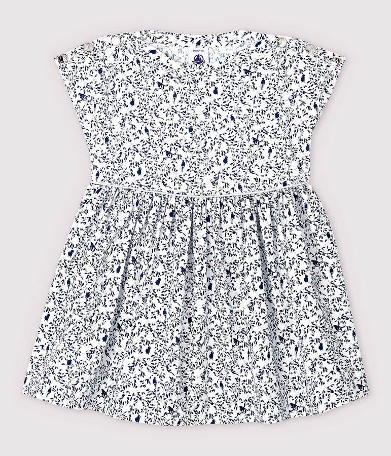 Baby Girls' Short-Sleeved Poplin Dress white/multicolor