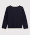 Boys' Wool and Cotton Cardigan SMOKING blue/MARSHMALLOW white