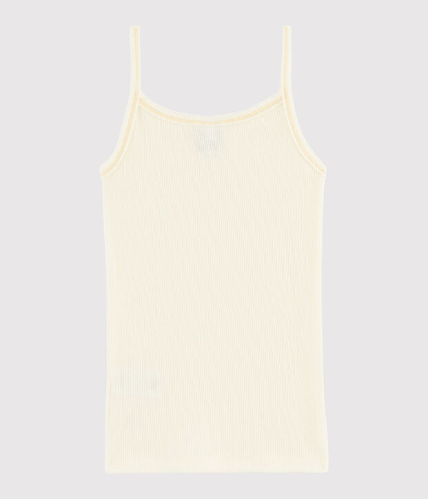 Girls' Strappy Top in Cotton and Wool white