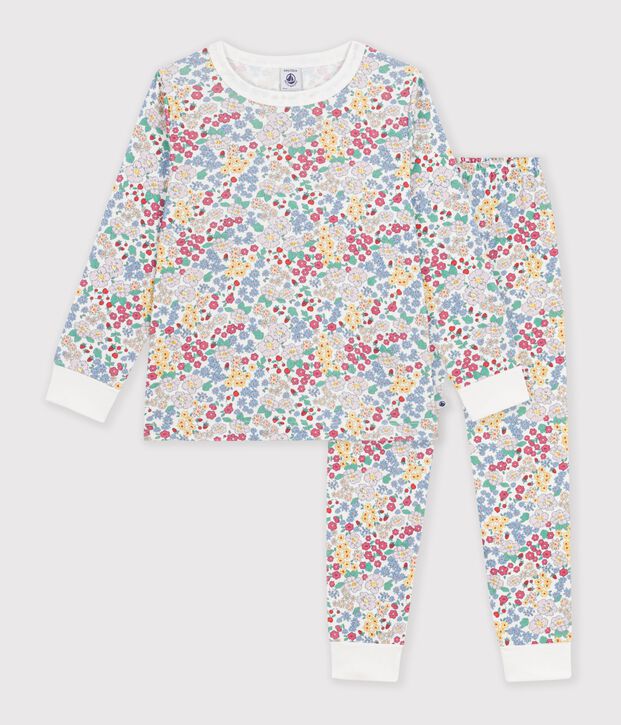 Children's floral cotton pyjamas white/multicolor