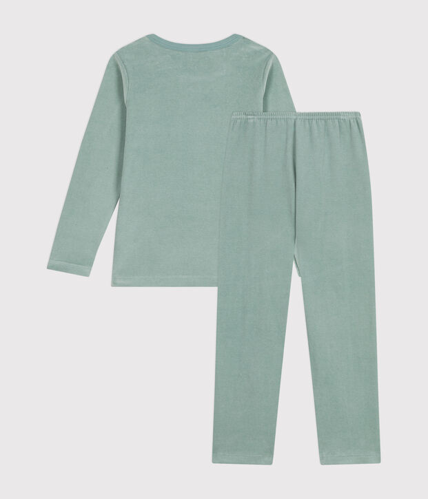 Children's plain velour pyjamas green