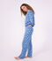 Women's heart print cotton pyjamas blue/white