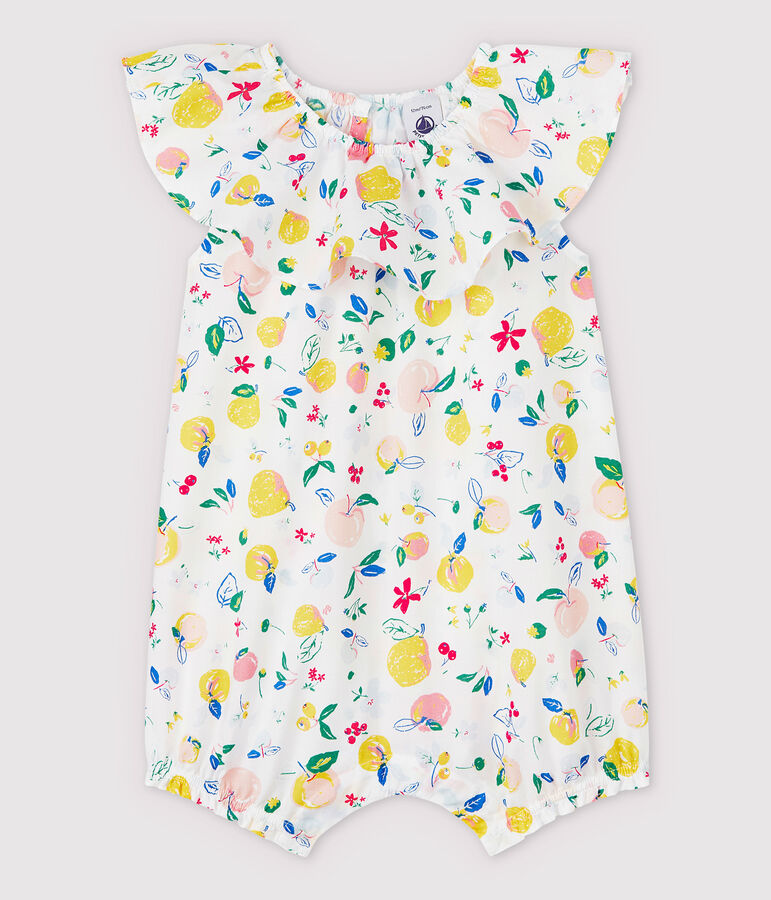 Baby Girls' Poplin Playsuit MARSHMALLOW white/MULTICO white