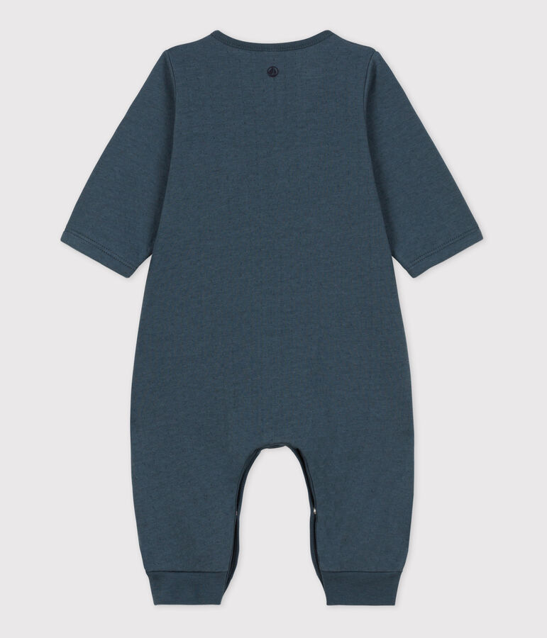 Babies' Plain Organic Tube Knit Long Playsuit grey