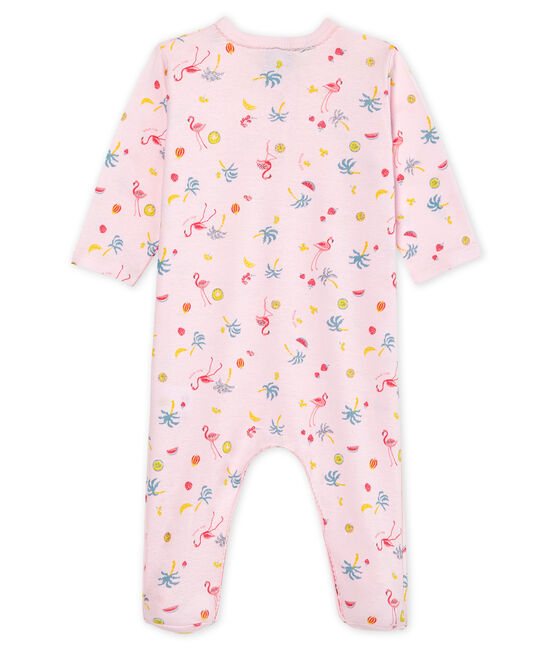 Baby girls' ribbed sleepsuit VIENNE pink/MULTICO white