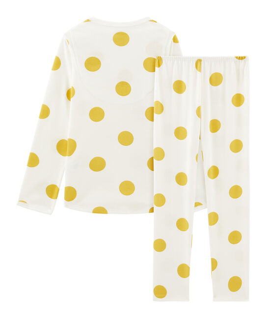 Girls' Ribbed Pyjamas MARSHMALLOW white/BLE CN yellow
