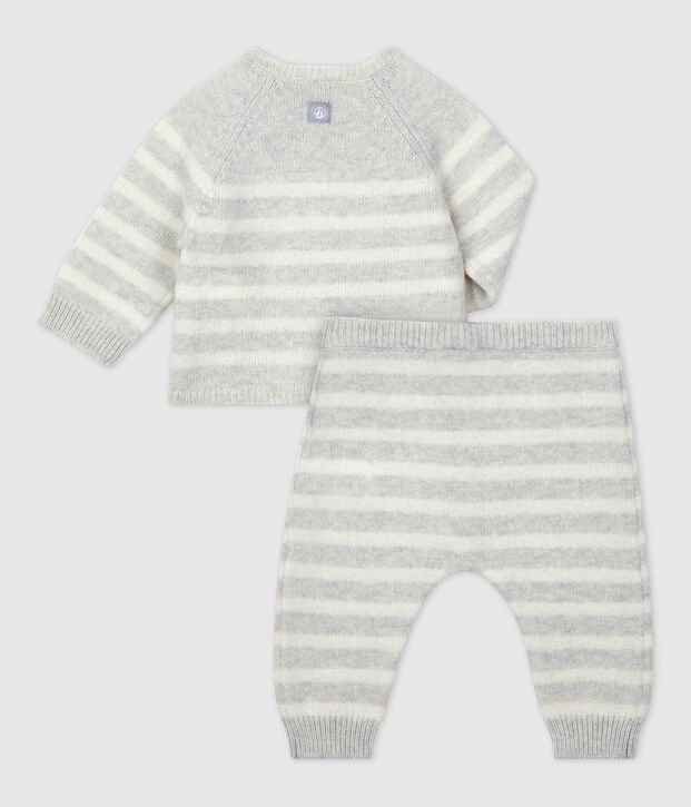 Babies' Striped Knitted Clothing - 2-Piece Set beige/white