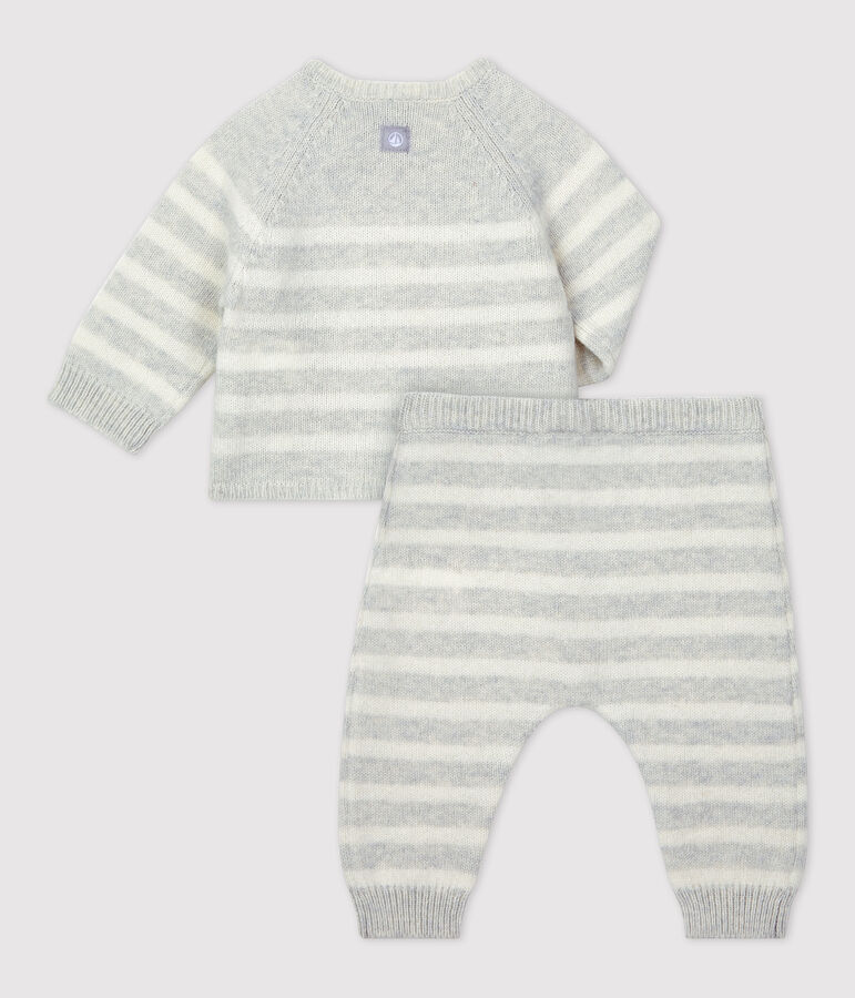 Babies' Striped Knitted Clothing - 2-Piece Set MONTELIMAR beige/MARSHMALLOW grey