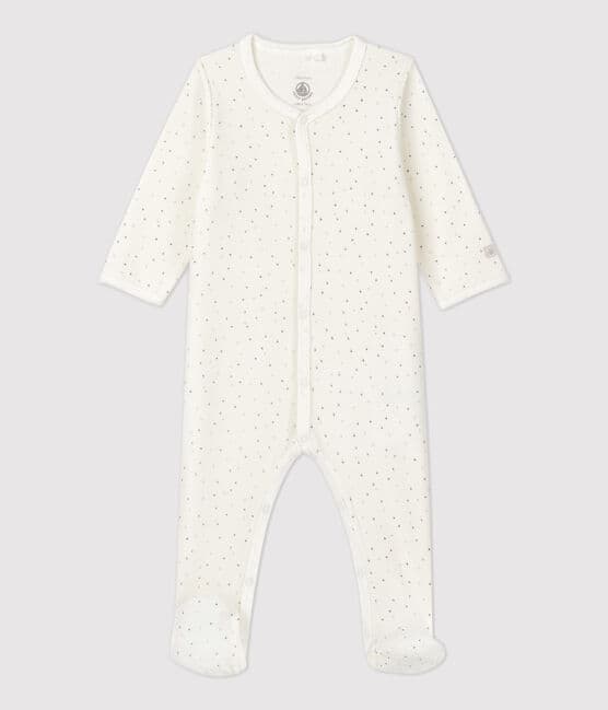 Babies' White Starry Organic Cotton Velour Sleepsuit MARSHMALLOW white/MULTICO white