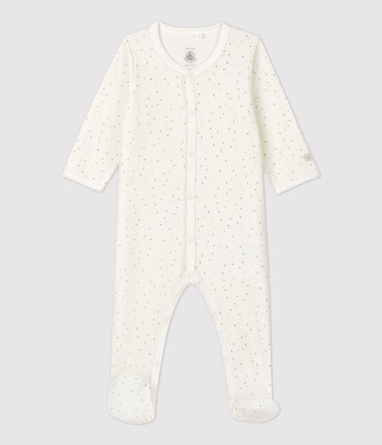Babies' White Starry Organic Cotton Velour Sleepsuit MARSHMALLOW white/MULTICO white