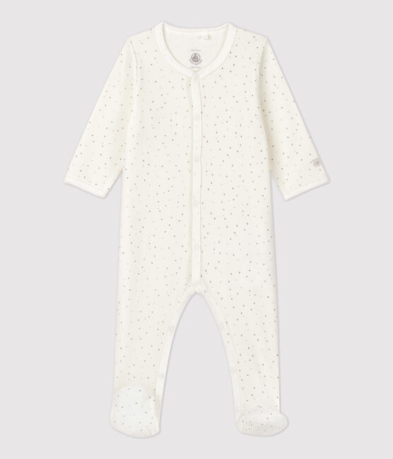 Babies' Organic Cotton Velour Sleepsuit MARSHMALLOW white/MULTICO white