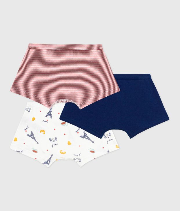 Pack of children's Paris-print cotton boxers with covered waistbands multicolor