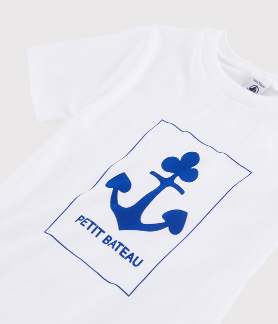 Boys' silkscreen print T-shirt ECUME white