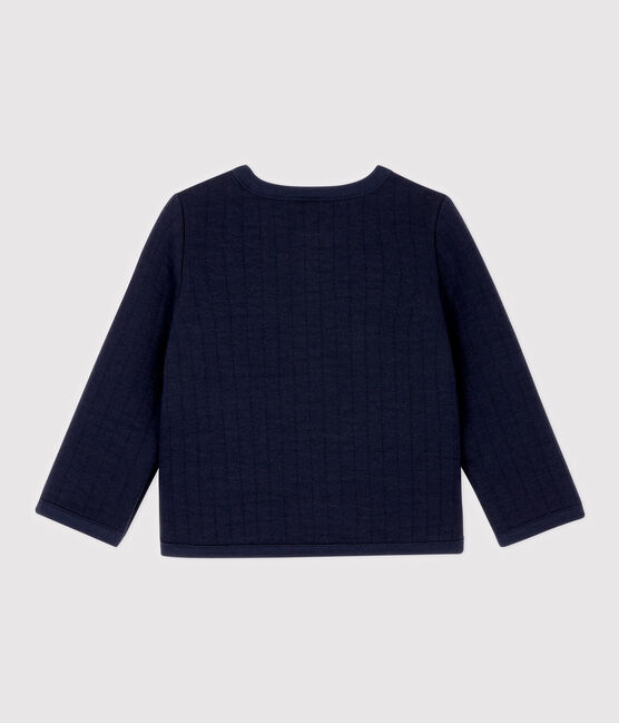 Babies' Quilted Tube Knit Cardigan SMOKING blue