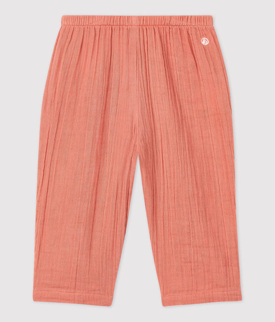 Babies' Organic Cotton Gauze Trousers PAPAYE pink