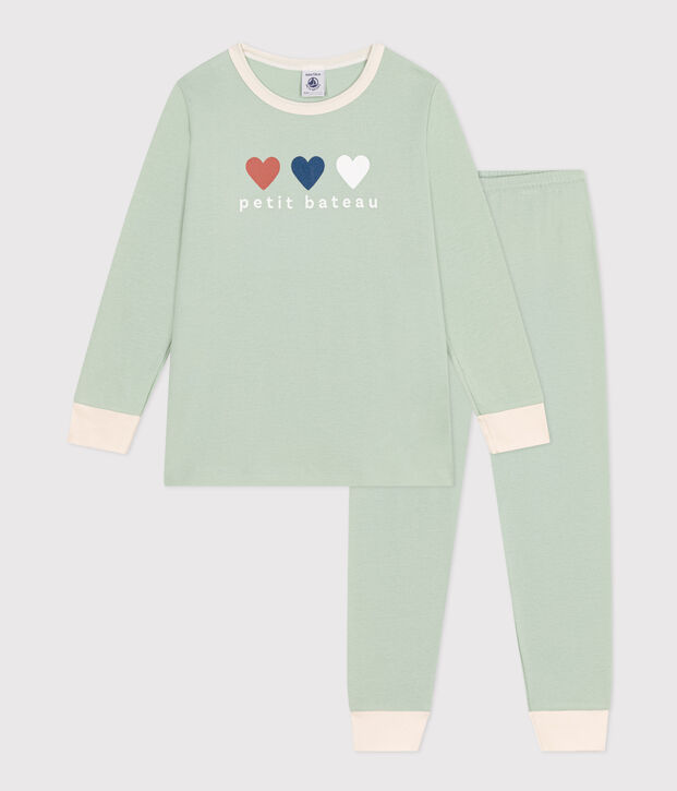 Children's Plain Cotton Pyjamas green