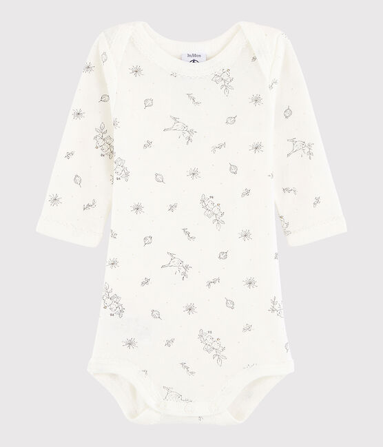 Baby Girls' Long-Sleeved Bodysuit MARSHMALLOW white/MULTICO white
