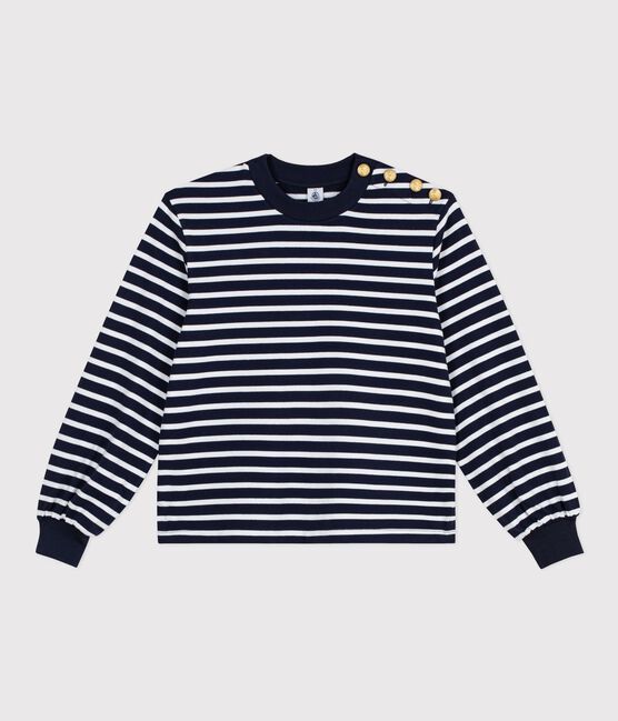 Women's cotton Breton top SMOKING blue/MARSHMALLOW white