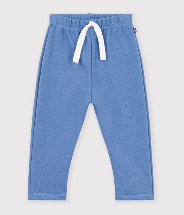 Babies' jogging bottoms in plain cotton blue