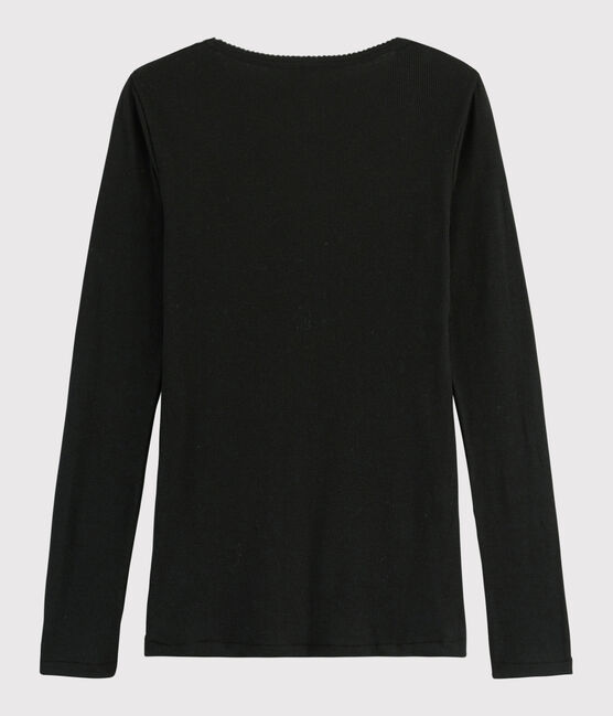 Women's wool and cotton blend T-shirt NOIR black