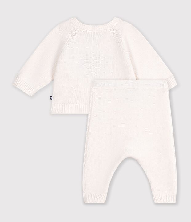 Jacquard heart-patterned knitted outfit for babies red/red