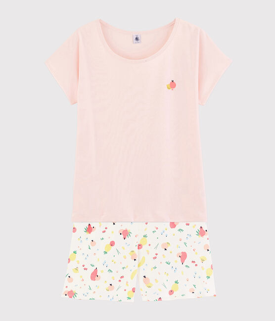 Summer Fruit Pattern Organic Cotton Short Pyjamas FLEUR pink/MULTICO white