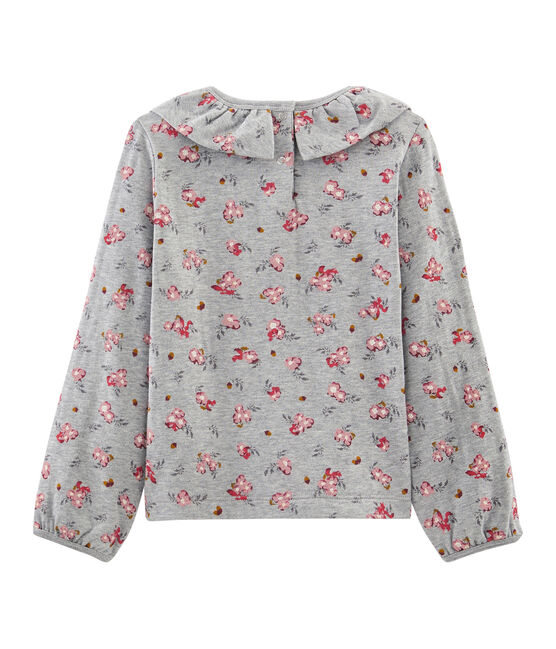 Girls' Long-Sleeved T-Shirt BELUGA grey/MULTICO white