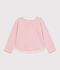 Children's long-sleeved stripy T-shirt pink/ecru