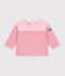 Babies' long-sleeved stripy cotton T-shirt. pink/pink