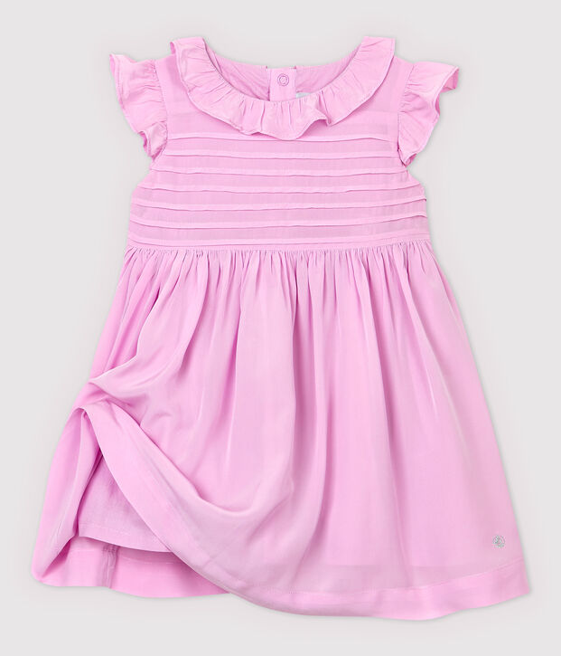 Baby Girls' Short-Sleeved Cr&ecirc;pe Dress pink
