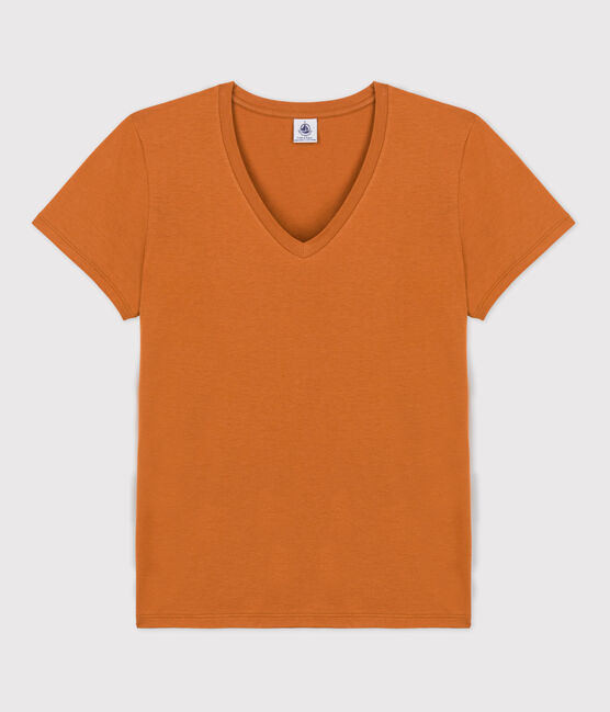 Women's Straight Fit Organic Cotton V-Neck T-Shirt ECUREUIL brown
