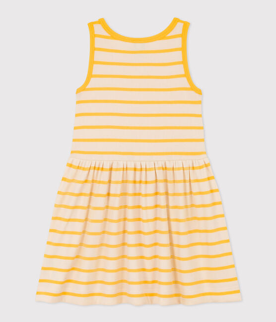 Girls' Sleeveless Cotton Dress AVALANCHE yellow/DAISY white