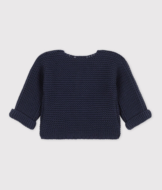 Babies' Moss Stitch Cotton Cardigan SMOKING blue