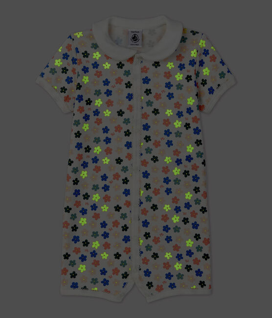 Babies' Glow-In-The-Dark Cotton Playsuit MARSHMALLOW white/MULTICO white