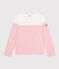 Women's stripy cotton Breton top MARSHMALLOW pink/FLAMAND